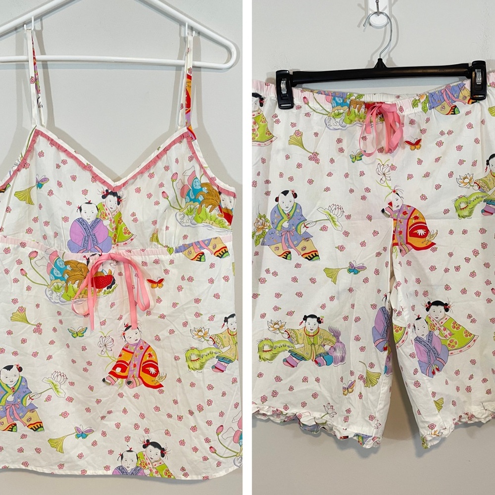 Nick & Nora Pajamas Set Asian Baby Geisha XL oriental cami top shorts summer